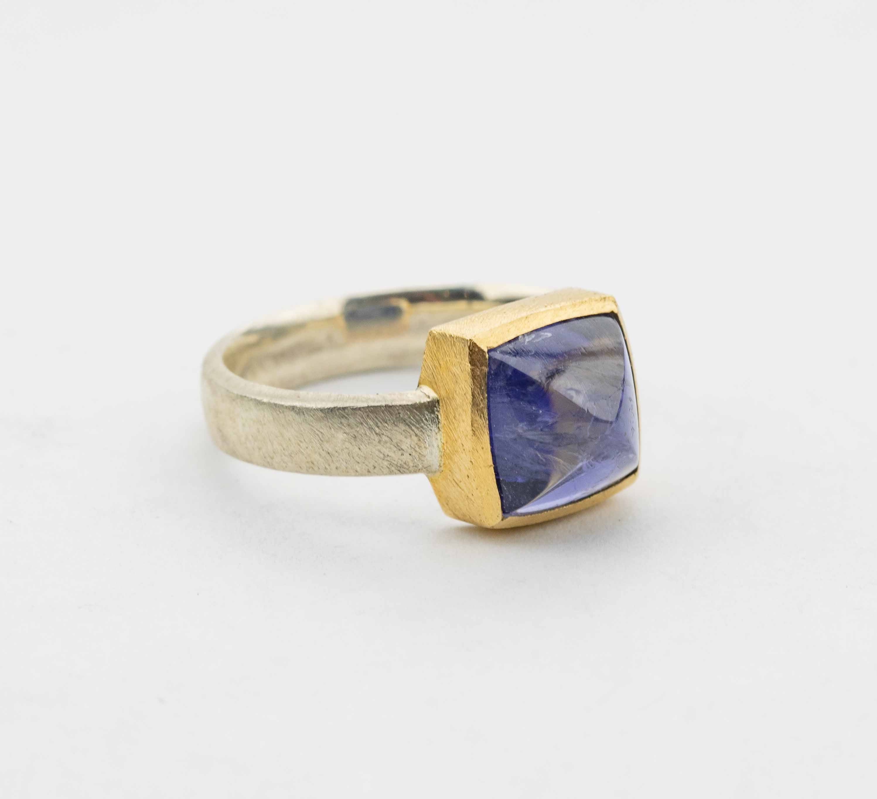 Ring Iolith, Silber & Gold