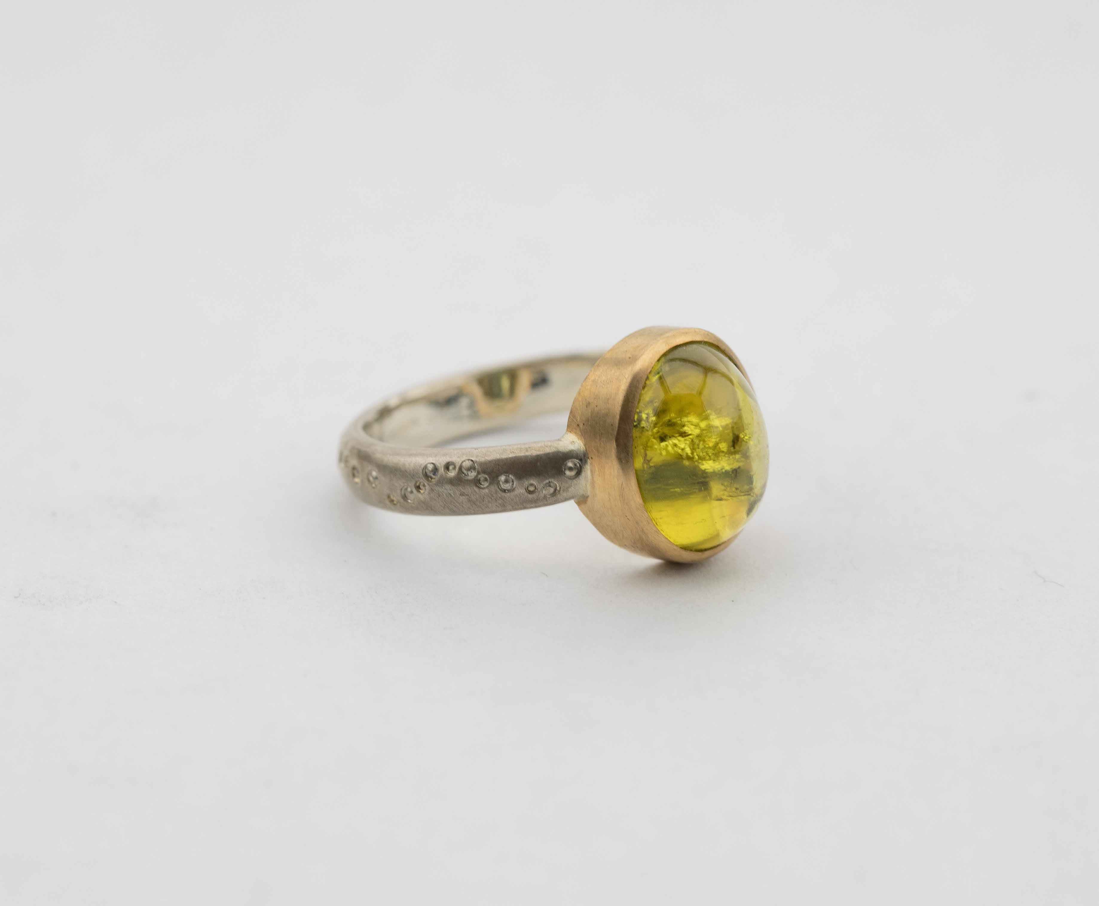 Ring Turmalin, Silber & Gold